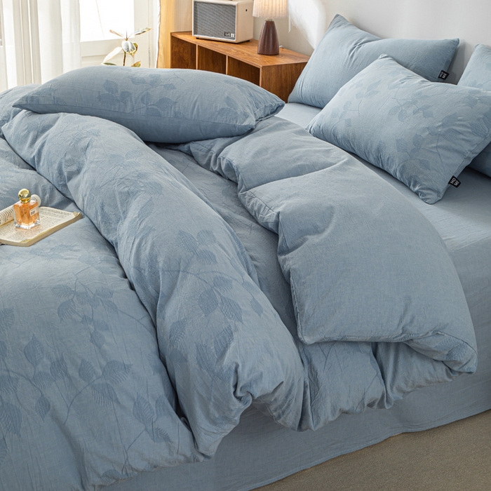 91家纺网 家纺一手货源 找家纺 恋人优选 2026新款樱花叶全棉纯棉提花四件套 樱花叶-兰