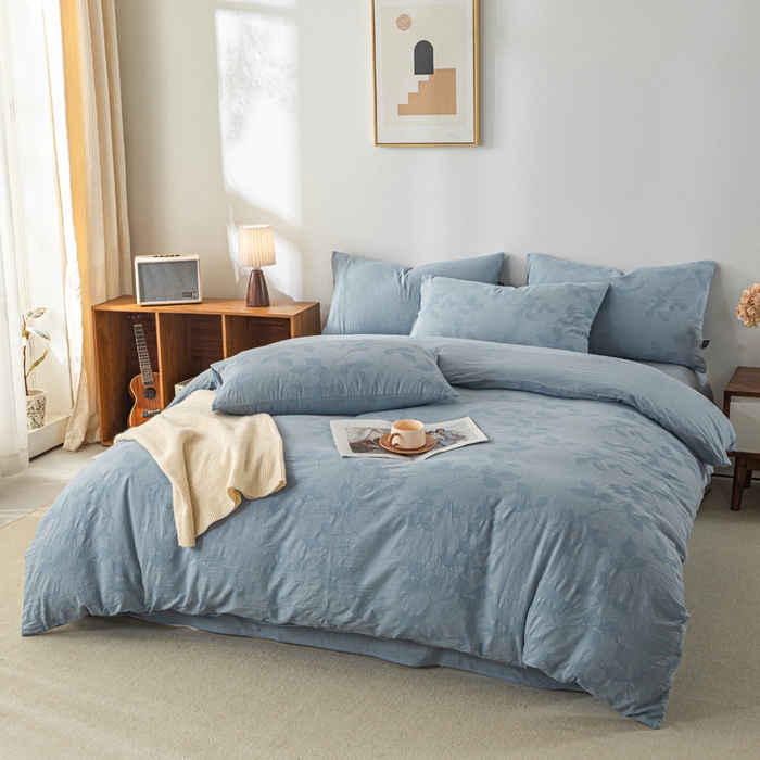 91家纺网 家纺一手货源 找家纺 恋人优选 2026新款樱花叶全棉纯棉提花四件套 樱花叶-兰