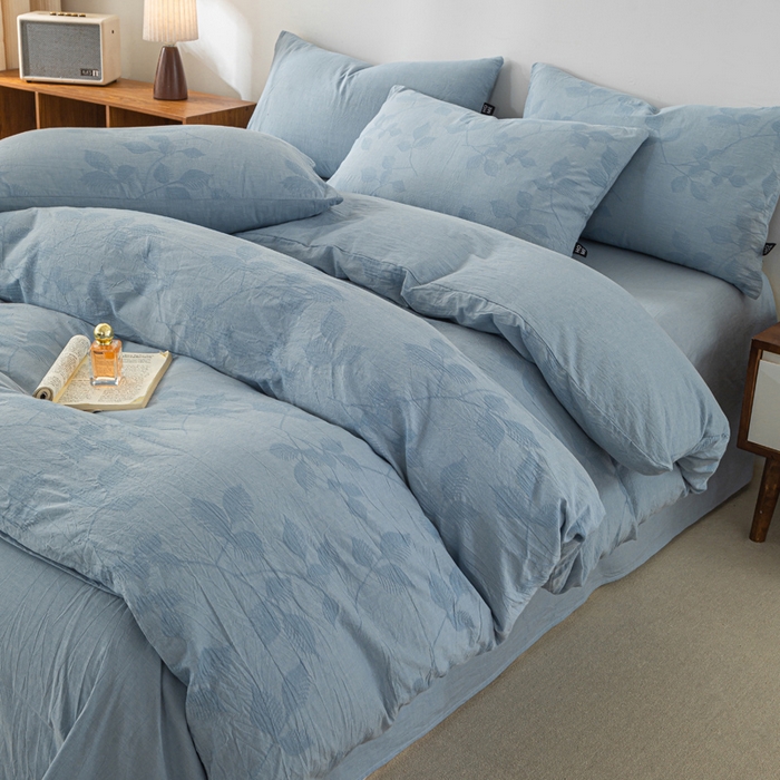 91家纺网 家纺一手货源 找家纺 恋人优选 2026新款樱花叶全棉纯棉提花四件套 樱花叶-兰