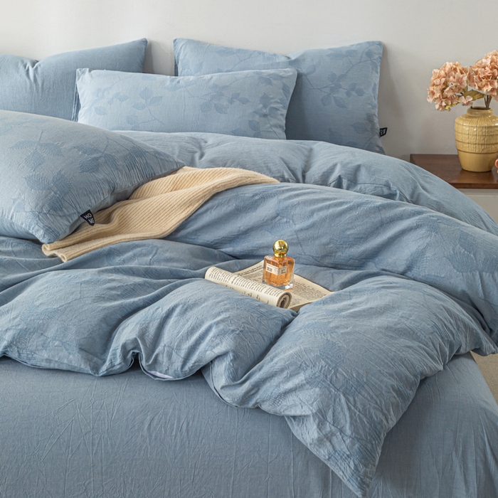 91家纺网 家纺一手货源 找家纺 恋人优选 2026新款樱花叶全棉纯棉提花四件套 樱花叶-兰