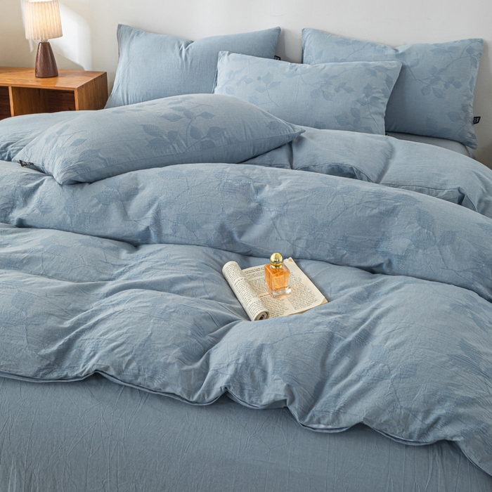 91家纺网 家纺一手货源 找家纺 恋人优选 2026新款樱花叶全棉纯棉提花四件套 樱花叶-兰