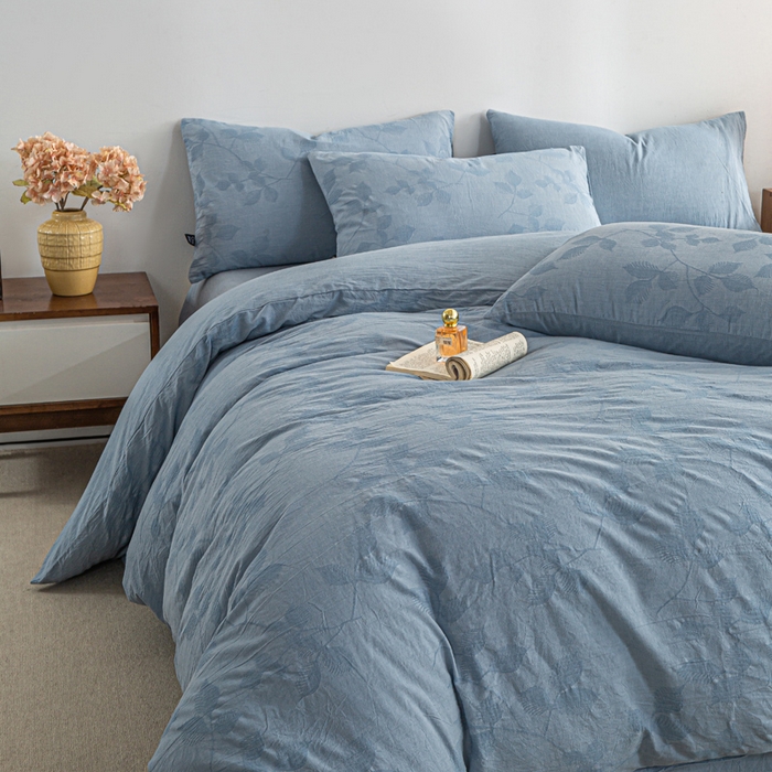 91家纺网 家纺一手货源 找家纺 恋人优选 2026新款樱花叶全棉纯棉提花四件套 樱花叶-兰