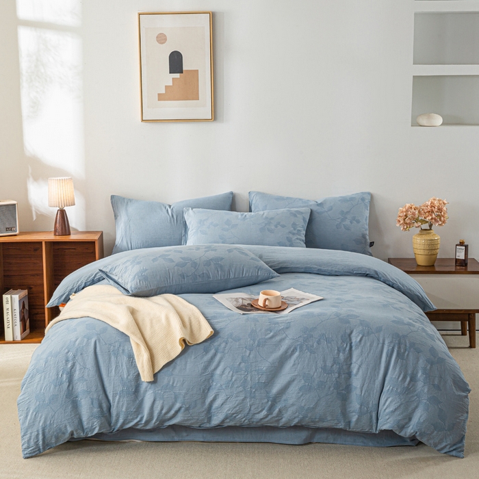 91家纺网 家纺一手货源 找家纺 恋人优选 2026新款樱花叶全棉纯棉提花四件套 樱花叶-兰