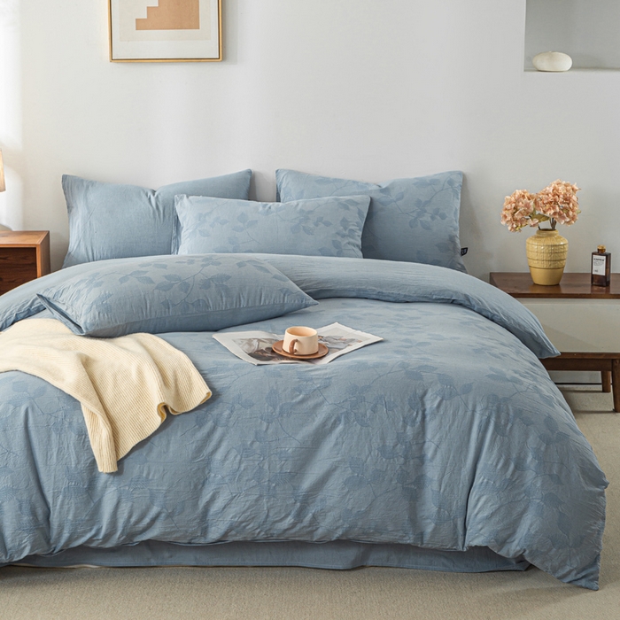 91家纺网 家纺一手货源 找家纺 恋人优选 2026新款樱花叶全棉纯棉提花四件套 樱花叶-兰