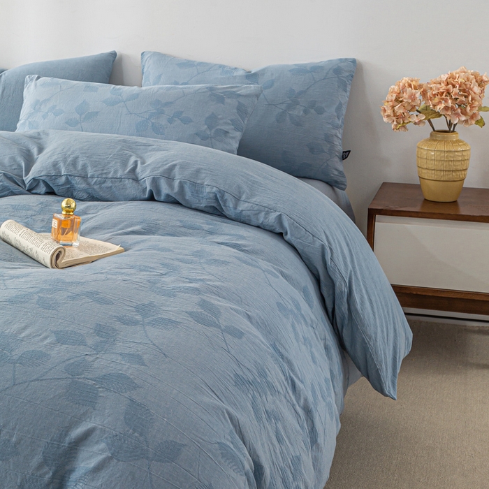 91家纺网 家纺一手货源 找家纺 恋人优选 2026新款樱花叶全棉纯棉提花四件套 樱花叶-兰