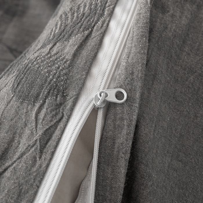 91家纺网 家纺一手货源 找家纺 恋人优选 2026新款樱花叶全棉纯棉提花四件套 樱花叶-灰