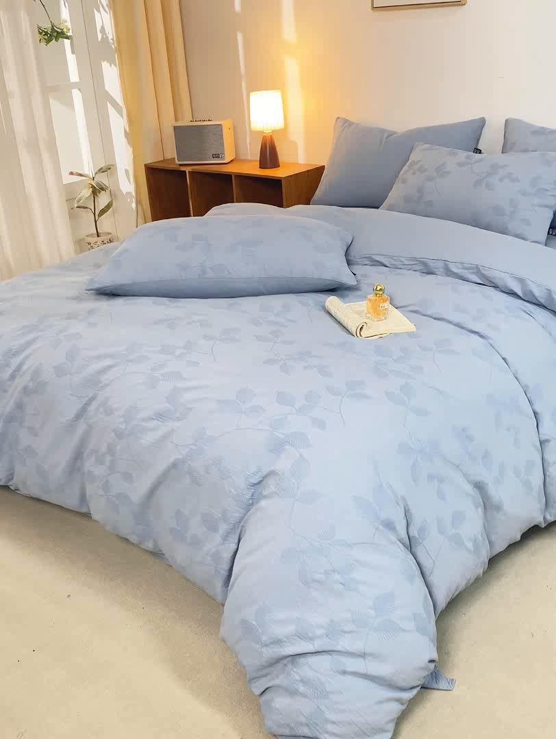 91家纺网 家纺一手货源 找家纺 恋人优选 2026新款樱花叶全棉纯棉提花四件套 樱花叶-兰