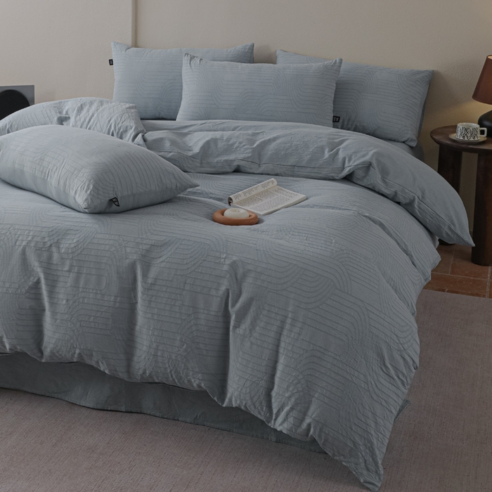 91家纺网 家纺一手货源 找家纺 恋人优选 2026新款浮光全棉纯棉提花四件套 浮光兰