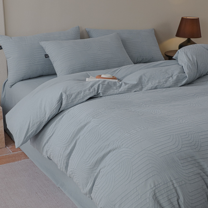 91家纺网 家纺一手货源 找家纺 恋人优选 2026新款浮光全棉纯棉提花四件套 浮光兰