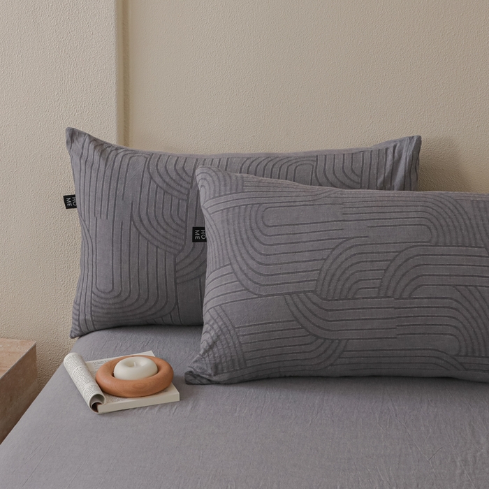 91家纺网 家纺一手货源 找家纺 恋人优选 2026新款浮光全棉纯棉提花四件套 浮光灰