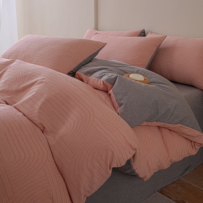 恋人优选 2026新款浮光全棉纯棉提花四件套 浮光粉