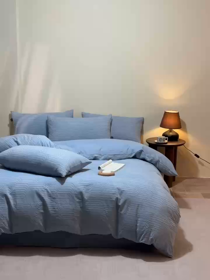 91家纺网 家纺一手货源 找家纺 恋人优选 2026新款浮光全棉纯棉提花四件套 浮光兰