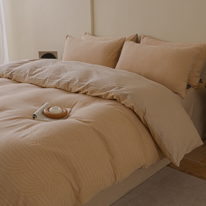 91家纺网 家纺一手货源 找家纺 恋人优选 2026新款浮光全棉纯棉提花四件套 浮光卡其