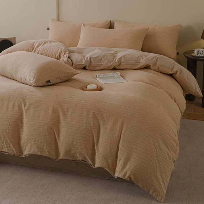 91家纺网 家纺一手货源 找家纺 恋人优选 2026新款浮光全棉纯棉提花四件套 浮光卡其