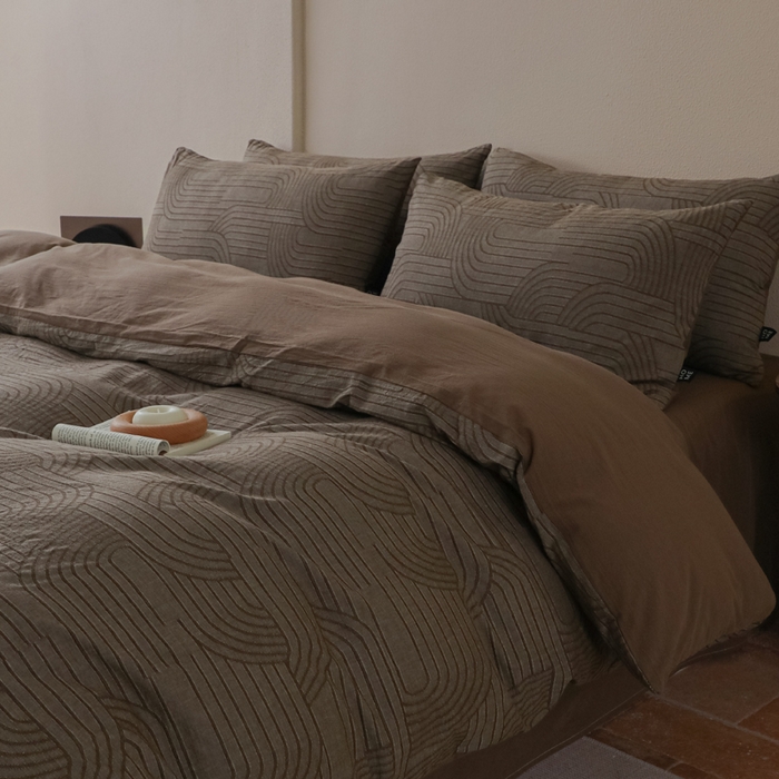 91家纺网 家纺一手货源 找家纺 恋人优选 2026新款浮光全棉纯棉提花四件套 浮光咖