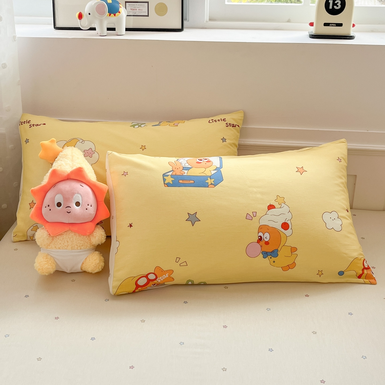 91家纺网 家纺一手货源 找家纺 博雅 2026春夏新款卡通全棉夏被夏凉被空调被四件套 可爱星星人