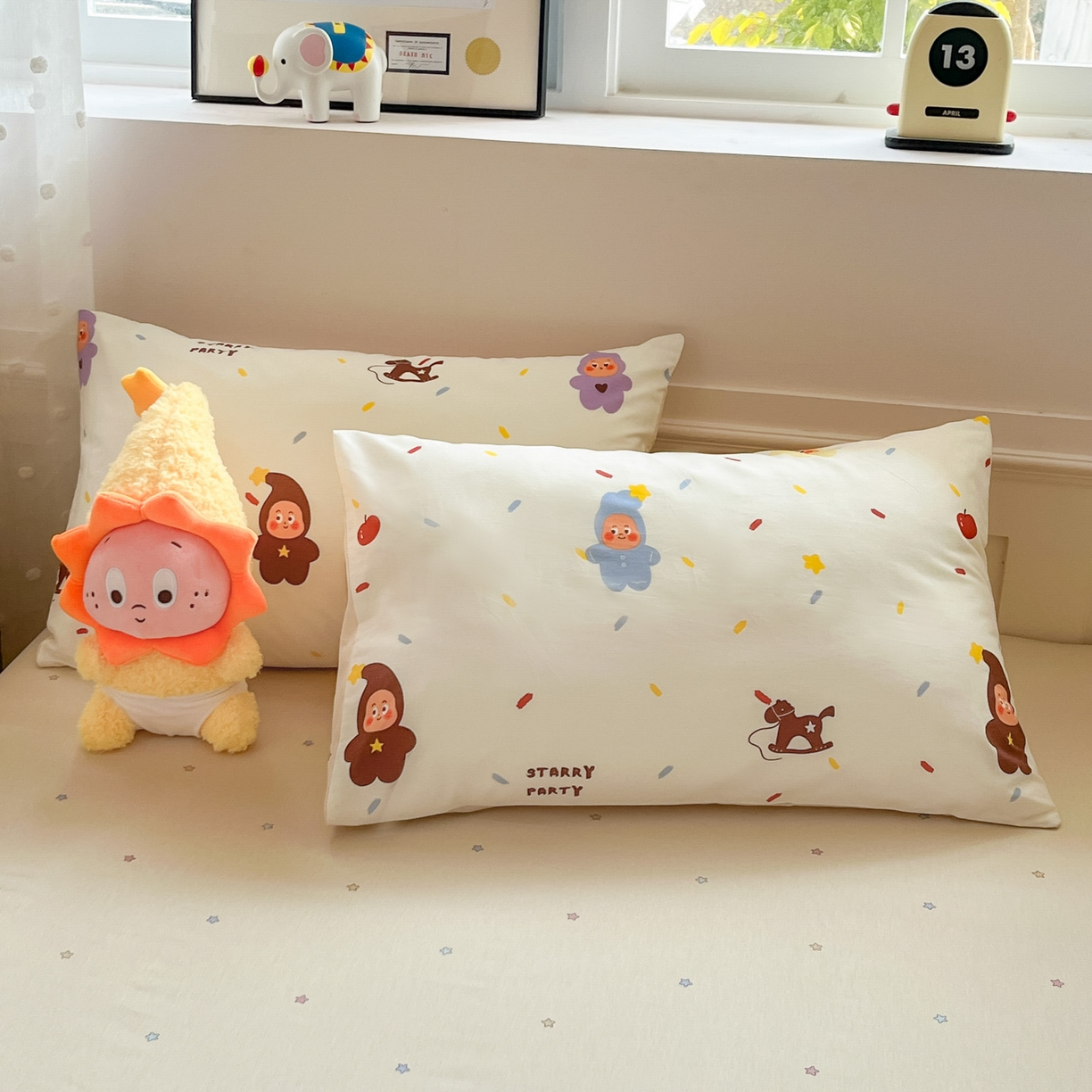 91家纺网 家纺一手货源 找家纺 博雅 2026春夏新款卡通全棉夏被夏凉被空调被四件套 苹果彩带星星人