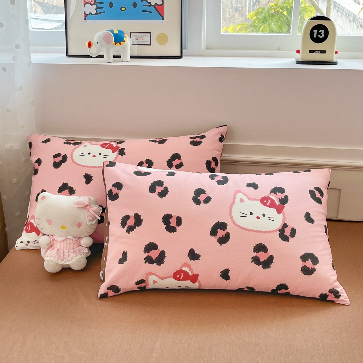 91家纺网 家纺一手货源 找家纺 博雅 2026春夏新款卡通全棉夏被夏凉被空调被四件套 豹纹小猫-粉