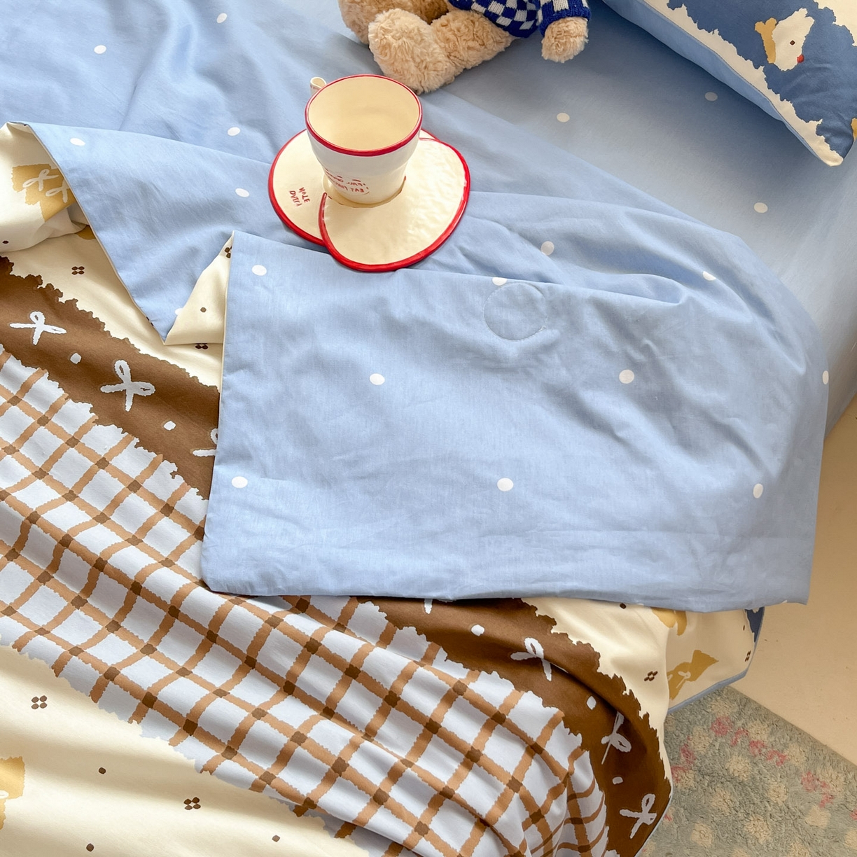 91家纺网 家纺一手货源 找家纺 博雅 2026春夏新款卡通全棉夏被夏凉被空调被四件套 雪地小狗