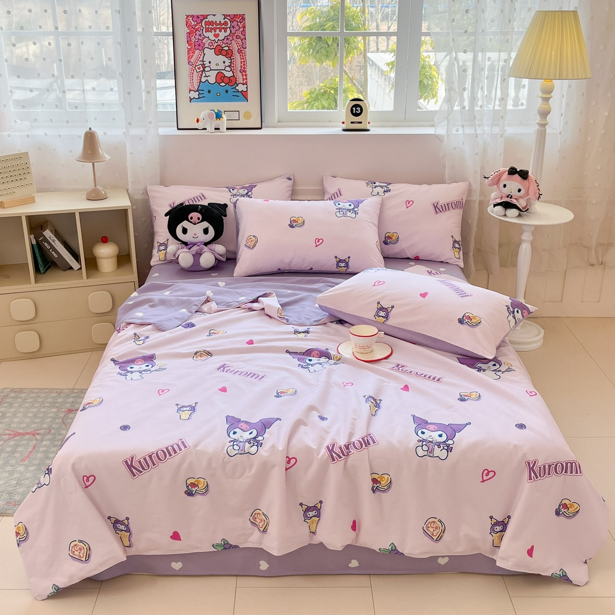 91家纺网 家纺一手货源 找家纺 （总）博雅 2026春夏新款三丽鸥全棉夏被夏凉被空调被四件套