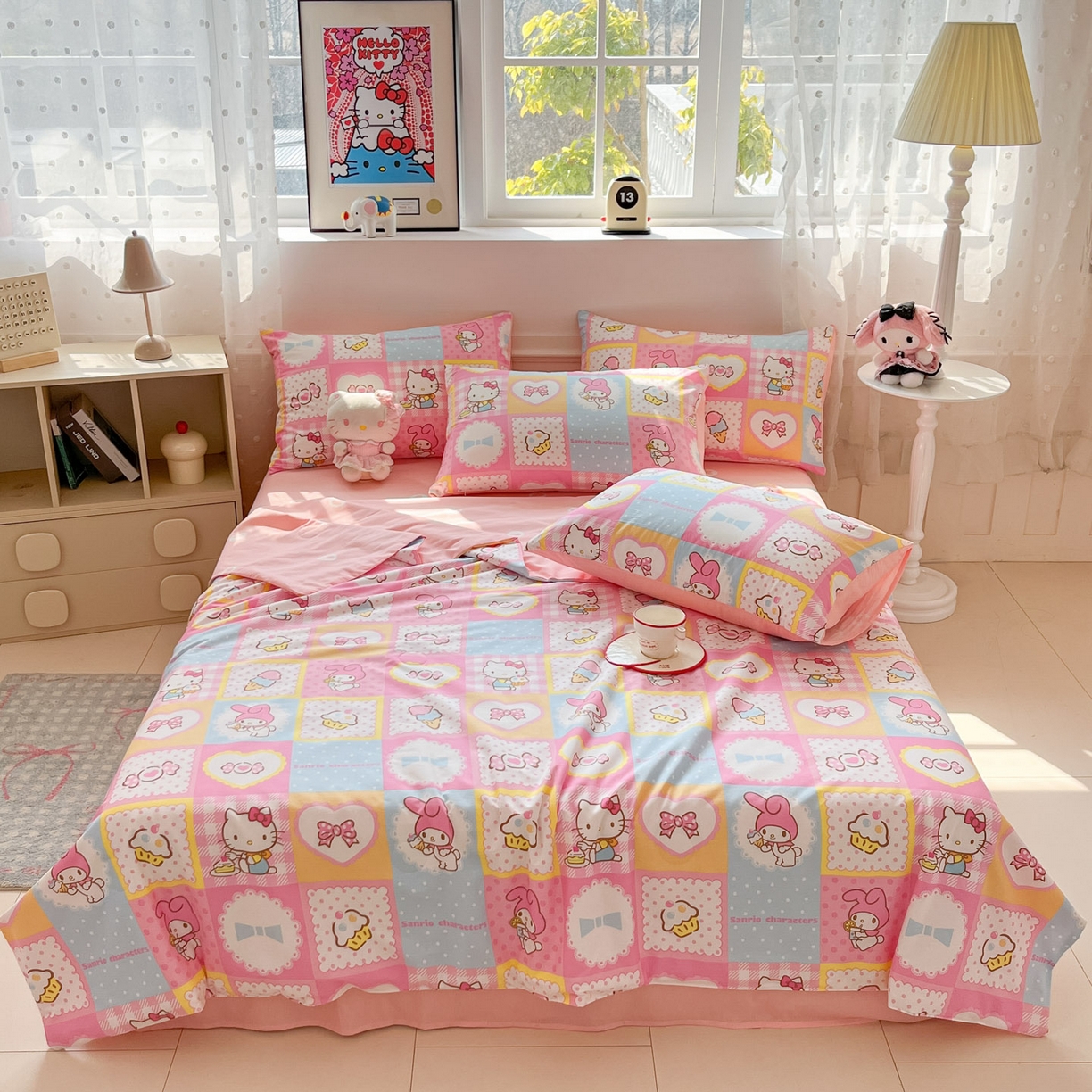 91家纺网 家纺一手货源 找家纺 （总）博雅 2026春夏新款三丽鸥全棉夏被夏凉被空调被四件套