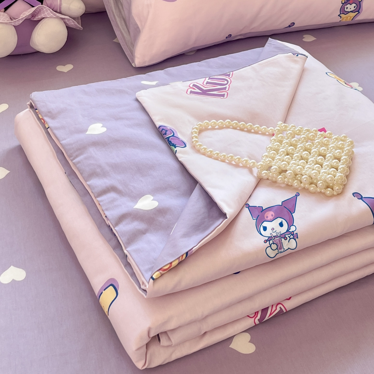 91家纺网 家纺一手货源 找家纺 博雅 2026春夏新款三丽鸥全棉夏被夏凉被空调被四件套 多彩库洛米