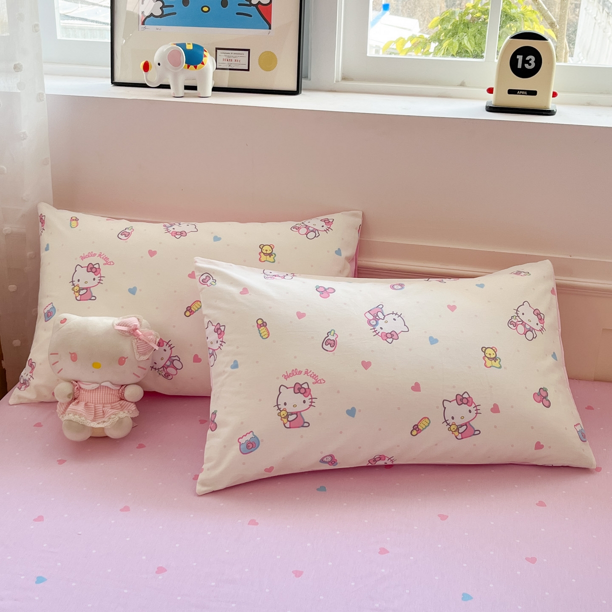 91家纺网 家纺一手货源 找家纺 博雅 2026春夏新款三丽鸥全棉夏被夏凉被空调被四件套 爱心点点kt