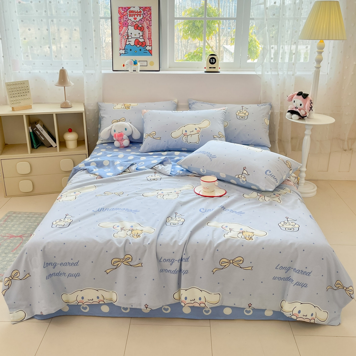 91家纺网 家纺一手货源 找家纺 博雅 2026春夏新款三丽鸥全棉夏被夏凉被空调被四件套 点点玉桂狗