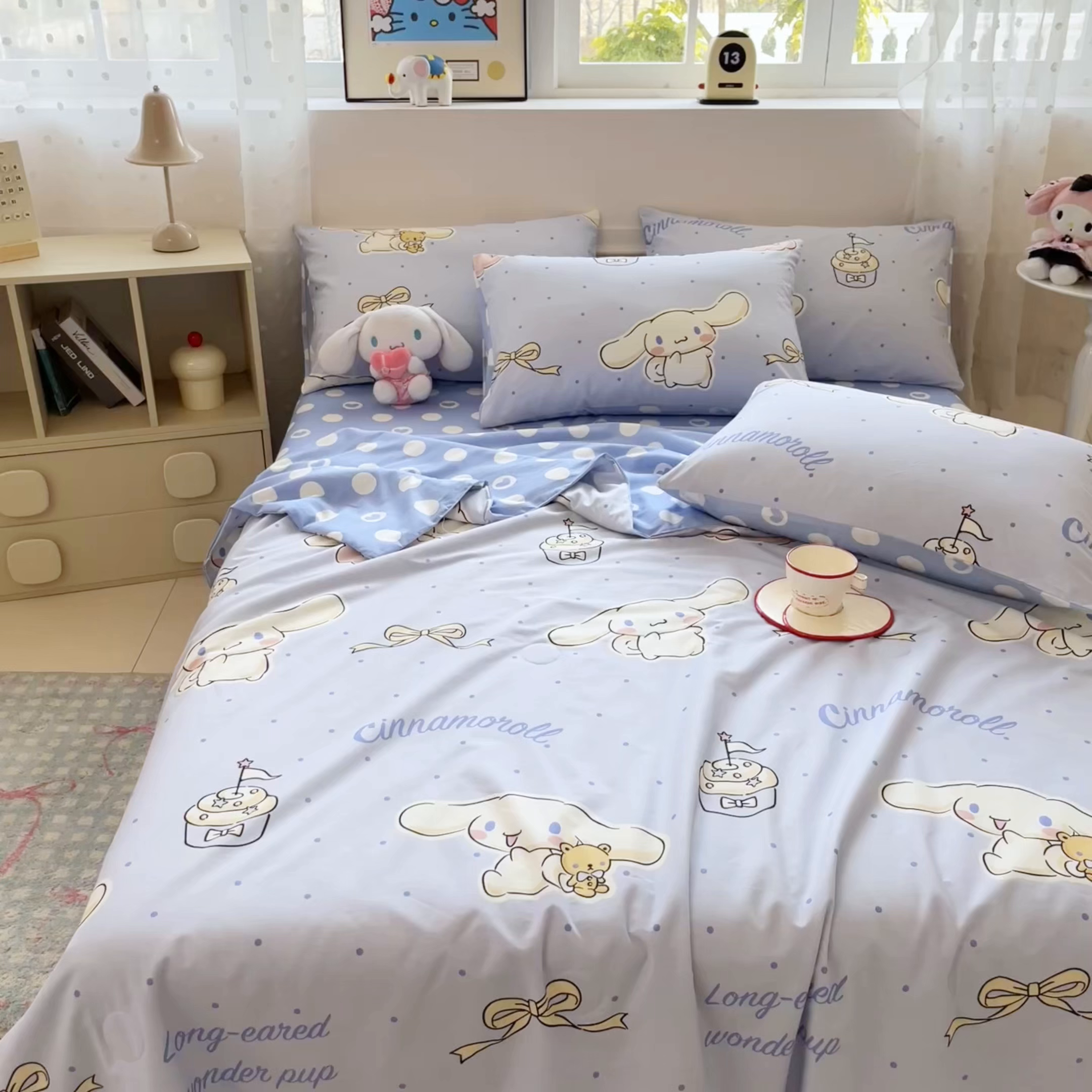 91家纺网 家纺一手货源 找家纺 博雅 2026春夏新款三丽鸥全棉夏被夏凉被空调被四件套 点点玉桂狗