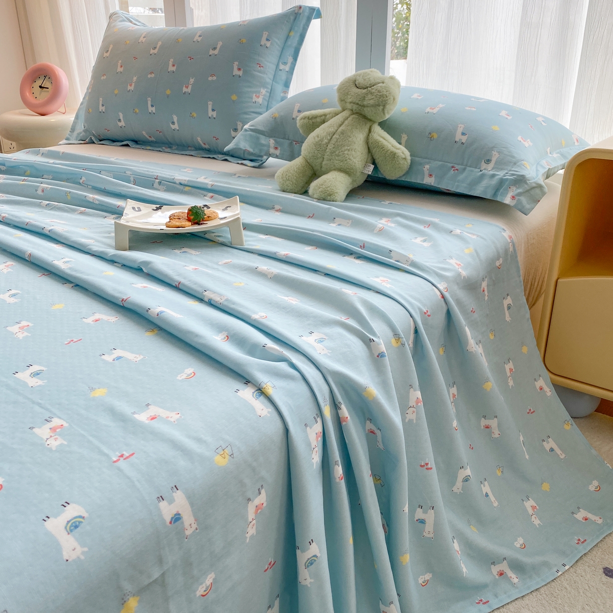 91家纺网 家纺一手货源 找家纺 （总）金喜 2026新款纯棉有氧A类全棉双层纱卡通床单