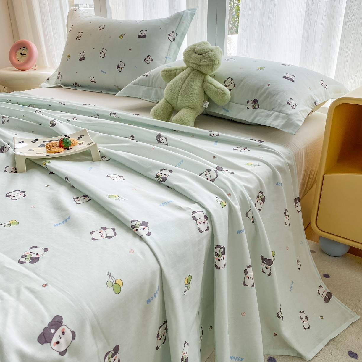 91家纺网 家纺一手货源 找家纺 （总）金喜 2026新款纯棉有氧A类全棉双层纱卡通床单