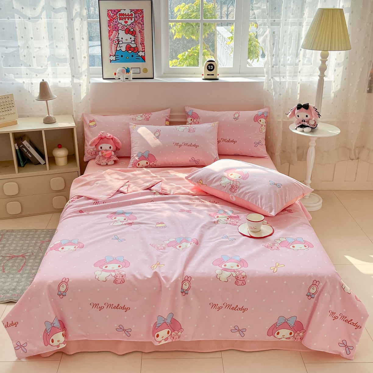 博雅 2026春夏新款三丽鸥全棉夏被夏凉被空调被四件套 小兔美乐蒂