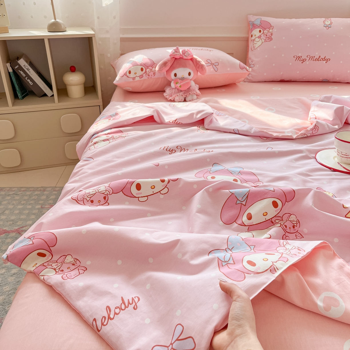 91家纺网 家纺一手货源 找家纺 博雅 2026春夏新款三丽鸥全棉夏被夏凉被空调被四件套 小兔美乐蒂