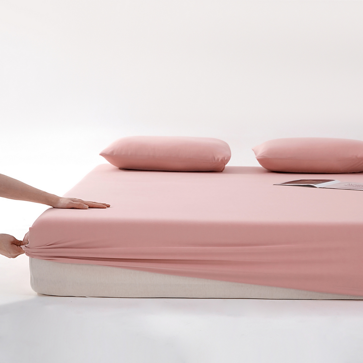 91家纺网 家纺一手货源 找家纺 北部居 2026新款针织棉单床笠 曙光粉