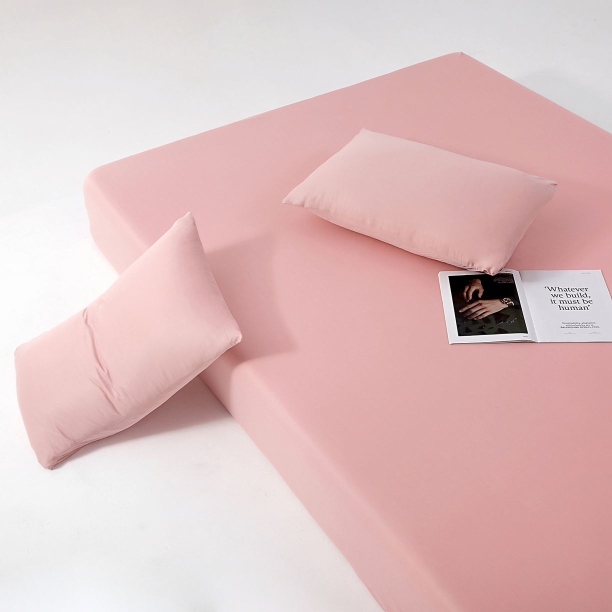 91家纺网 家纺一手货源 找家纺 北部居 2026新款针织棉单床笠 曙光粉