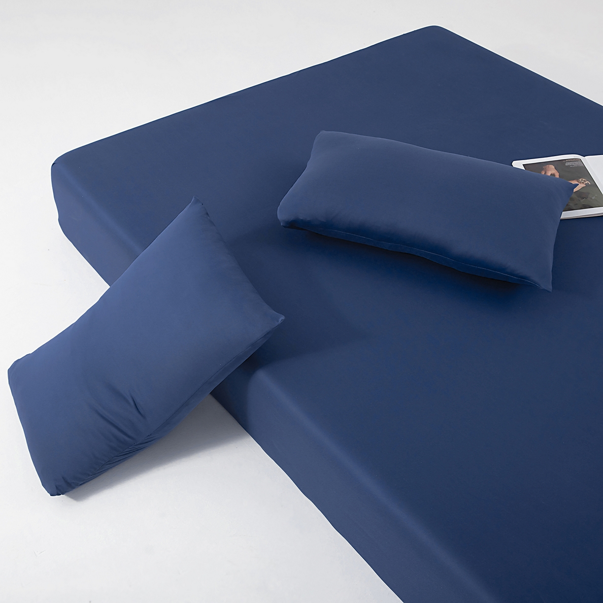 91家纺网 家纺一手货源 找家纺 北部居 2026新款针织棉单床笠 静海蓝