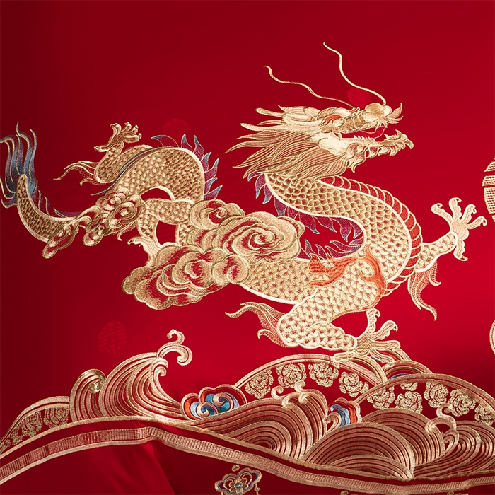 91家纺网 家纺一手货源 找家纺 （总）千禧家纺 2025新款双面长绒棉提花工艺重工刺绣婚庆多件套