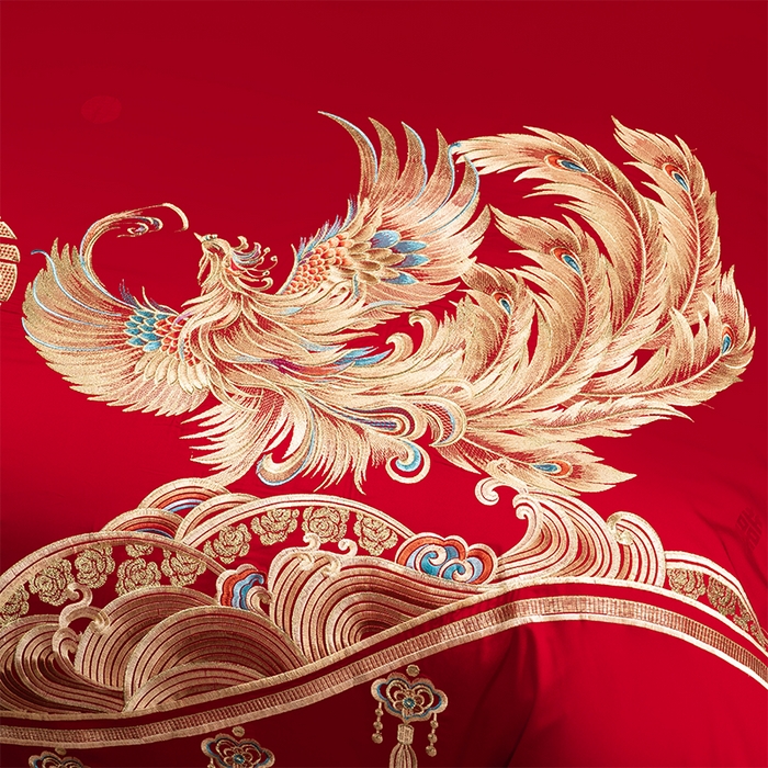 91家纺网 家纺一手货源 找家纺 （总）千禧家纺 2025新款双面长绒棉提花工艺重工刺绣婚庆多件套