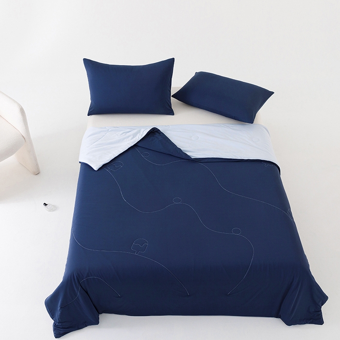 91家纺网 家纺一手货源 找家纺 优被业 2026新款云感凉感丝夏凉被  抗菌防螨超清爽 冰柔-深睡蓝