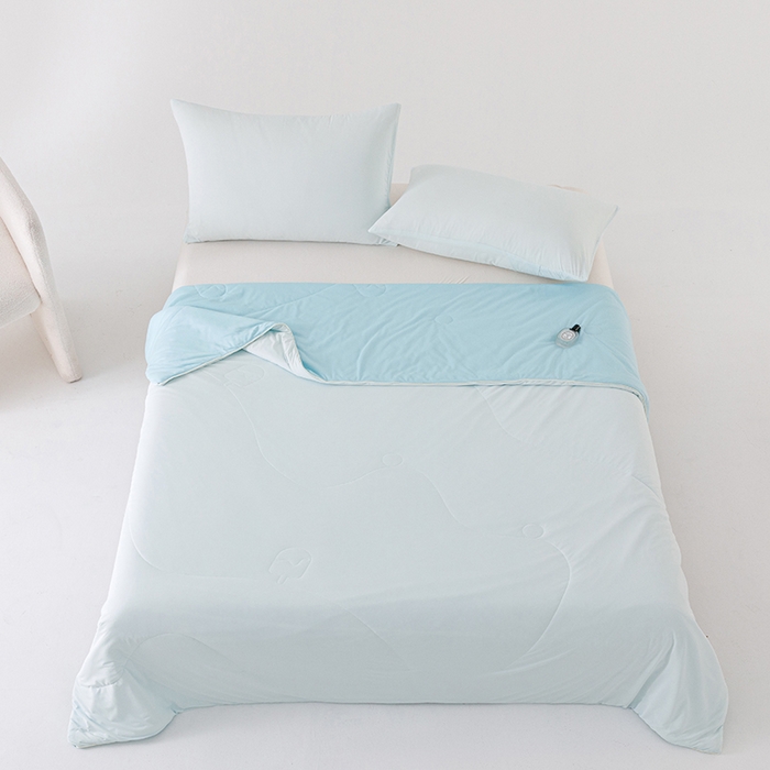 91家纺网 家纺一手货源 找家纺 优被业 2026新款云感凉感丝夏凉被  抗菌防螨超清爽 冰柔-海盐蓝