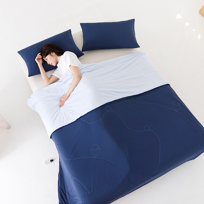 91家纺网 家纺一手货源 找家纺 优被业 2026新款云感凉感丝夏凉被  抗菌防螨超清爽 冰柔-深睡蓝