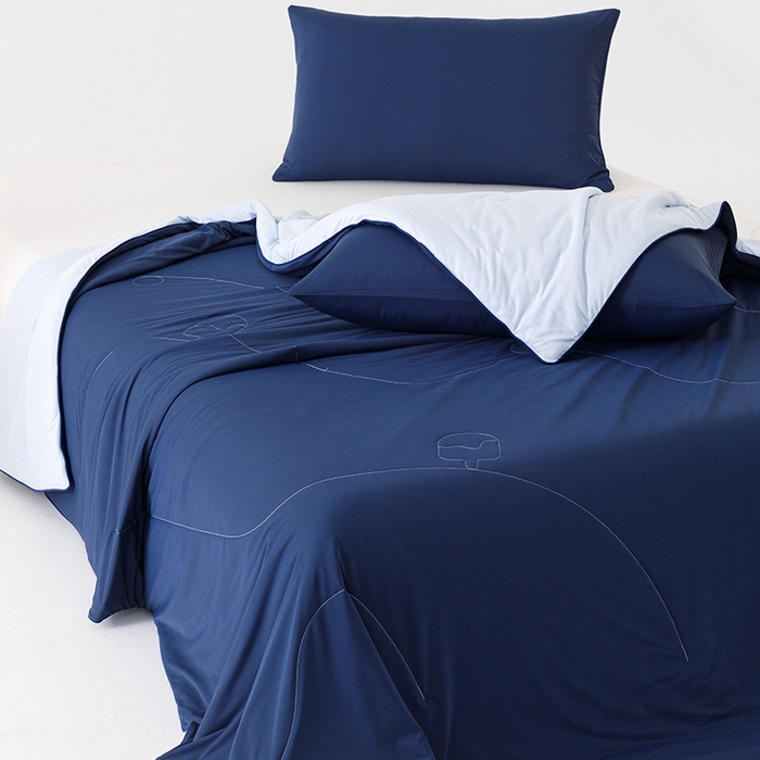 91家纺网 家纺一手货源 找家纺 优被业 2026新款云感凉感丝夏凉被  抗菌防螨超清爽 冰柔-深睡蓝