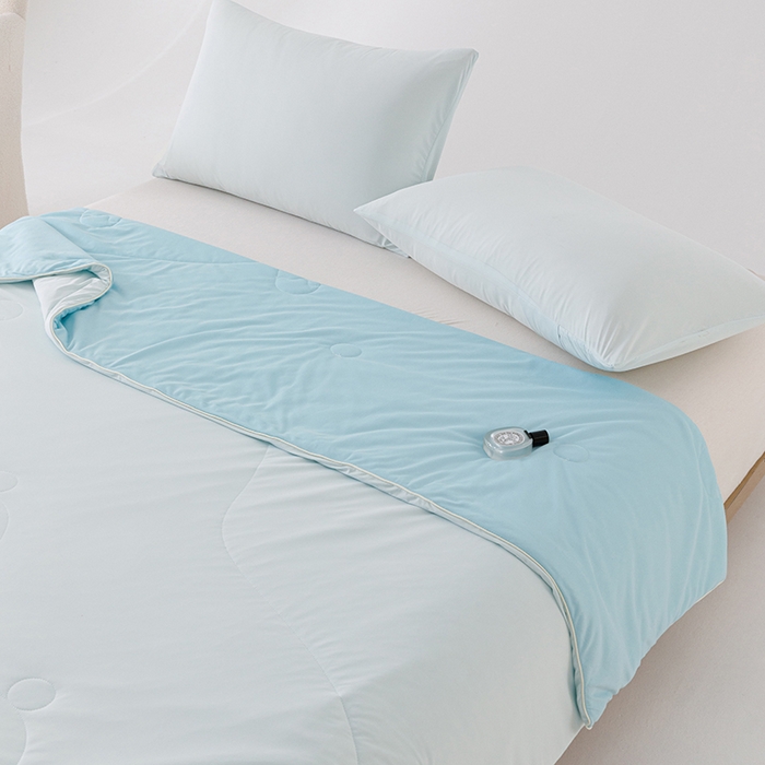 91家纺网 家纺一手货源 找家纺 优被业 2026新款云感凉感丝夏凉被  抗菌防螨超清爽 冰柔-海盐蓝