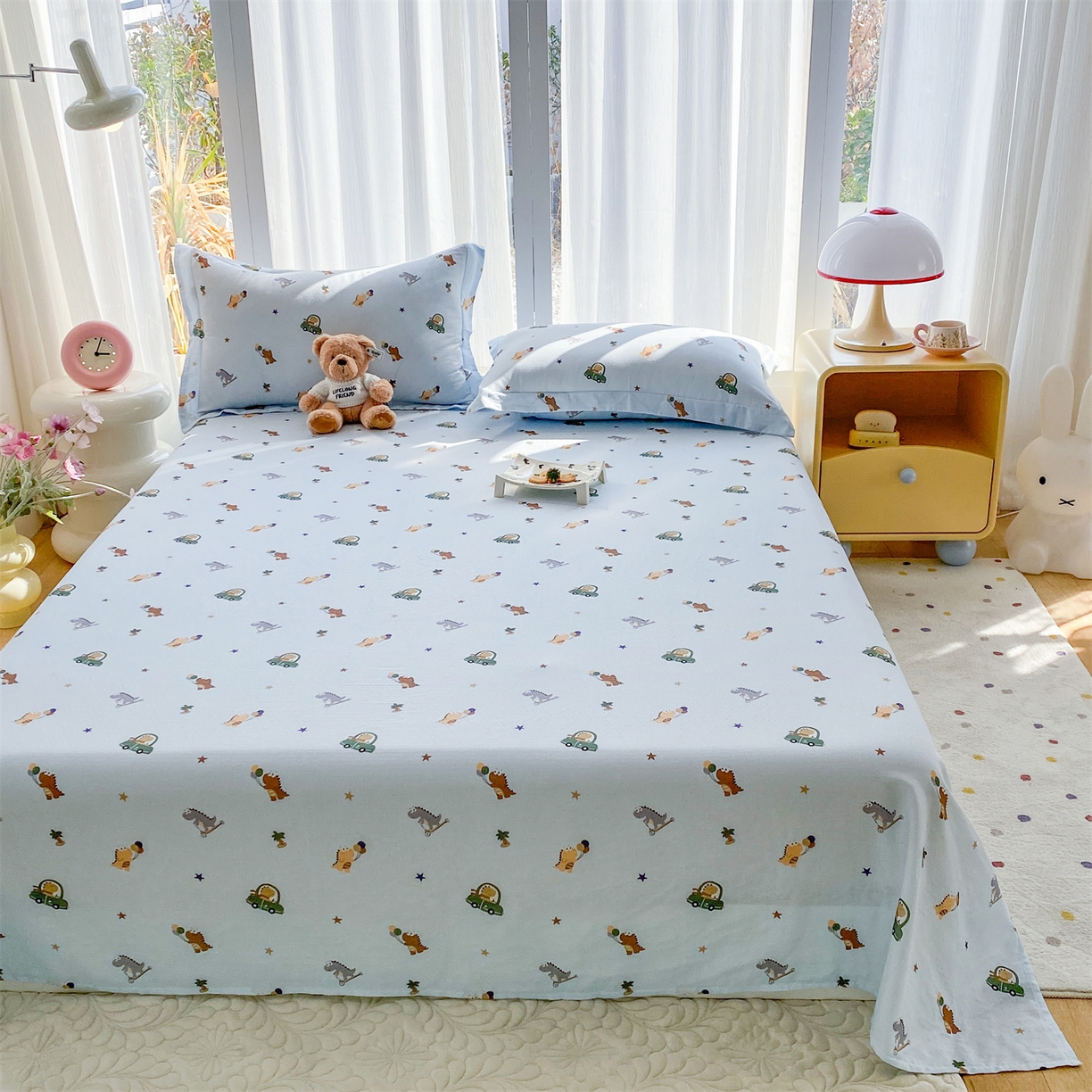 91家纺网 家纺一手货源 找家纺 （总）金喜 2026新款纯棉有氧A类全棉双层纱卡通床单