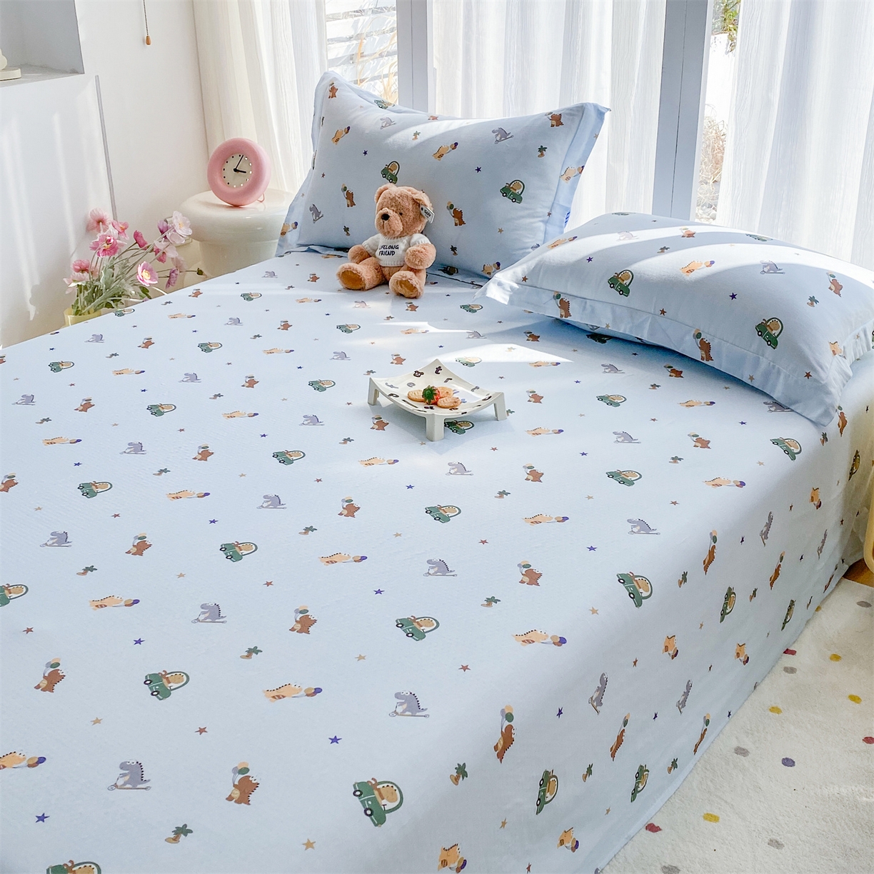 91家纺网 家纺一手货源 找家纺 （总）金喜 2026新款纯棉有氧A类全棉双层纱卡通床单