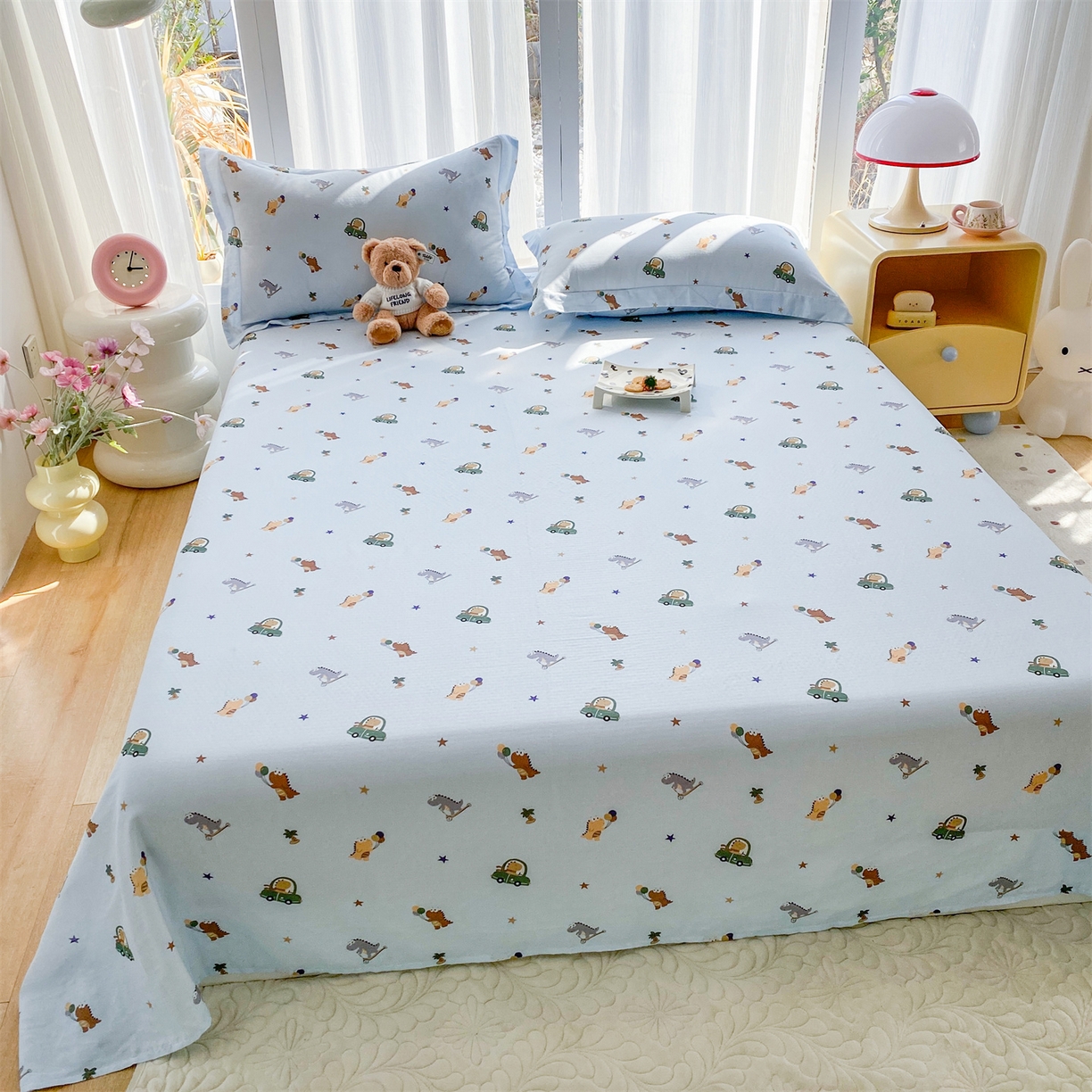 91家纺网 家纺一手货源 找家纺 （总）金喜 2026新款纯棉有氧A类全棉双层纱卡通床单