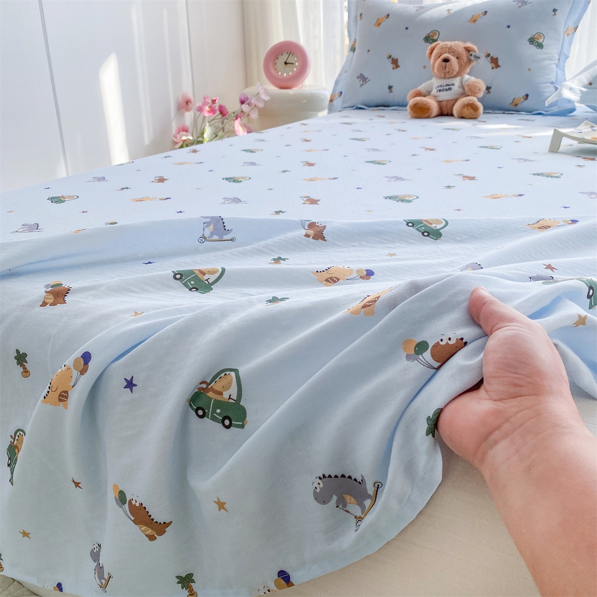 91家纺网 家纺一手货源 找家纺 （总）金喜 2026新款纯棉有氧A类全棉双层纱卡通床单