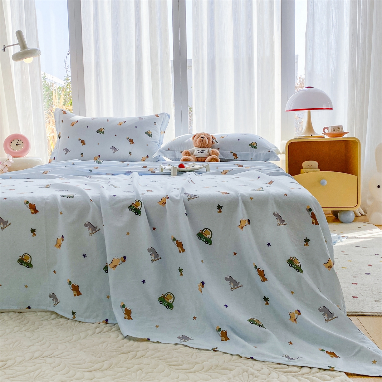 91家纺网 家纺一手货源 找家纺 （总）金喜 2026新款纯棉有氧A类全棉双层纱卡通床单