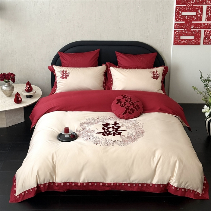 91家纺网 家纺一手货源 找家纺 （总）江涞  2026新款100S长绒棉高精密刺绣四件套 锦绣