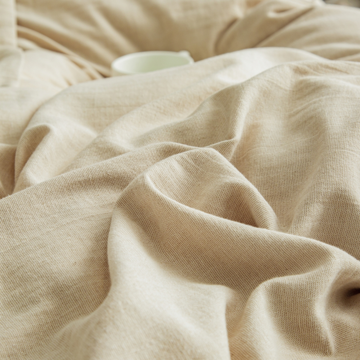 91家纺网 家纺一手货源 找家纺 慕梵家居 2026春夏新款全棉棉麻简约纯色系列四件套-棉麻 棉麻-卡其